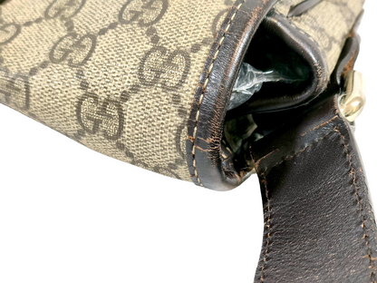 #1265 GUCCI GG Supreme Web Flap Messenger Bag