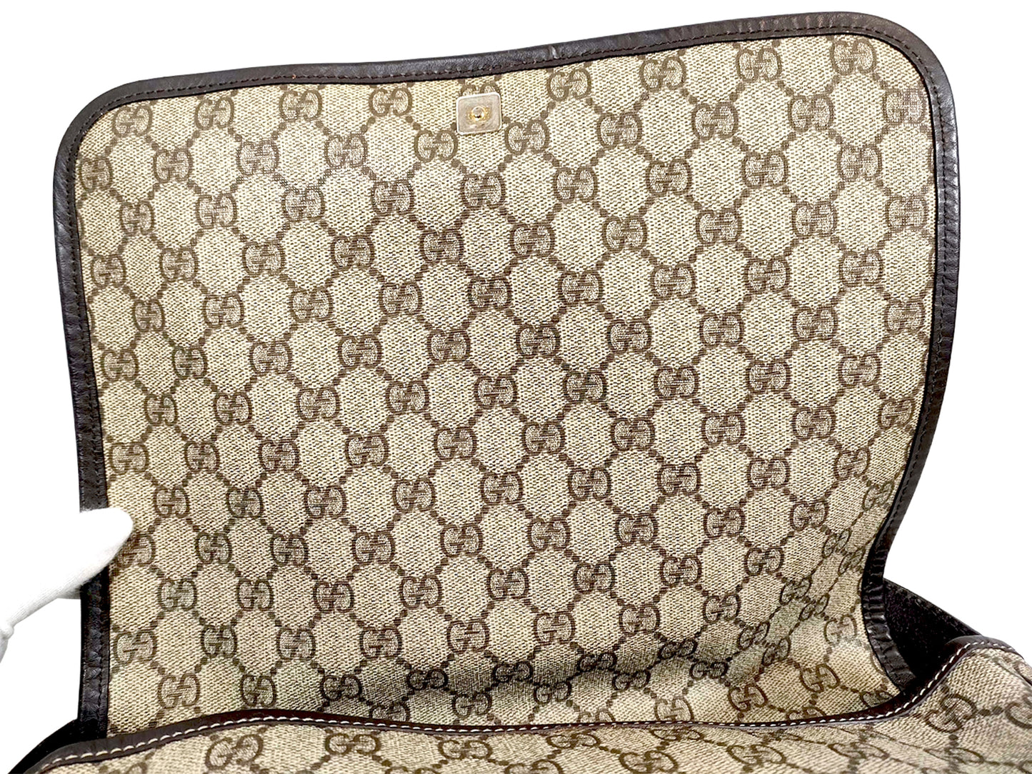 #1265 GUCCI GG Supreme Web Flap Messenger Bag