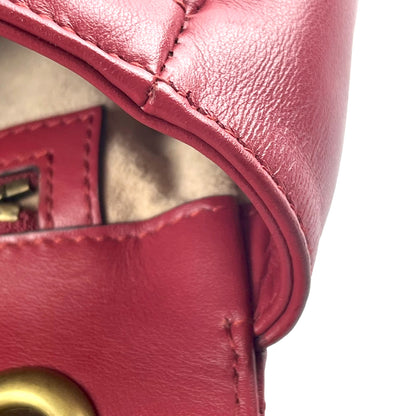 #1179 GUCCI GG Marmont Red Leather Matelassé Chevron Shoulder Bag