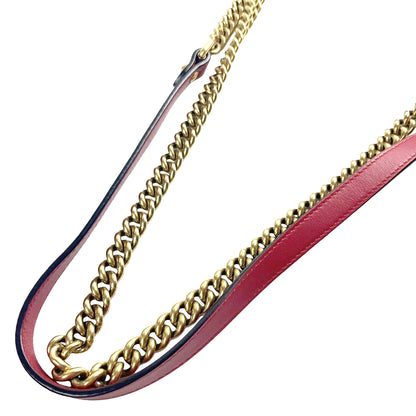 #1179 GUCCI GG Marmont Red Leather Matelassé Chevron Shoulder Bag