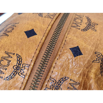 #1142 MCM Boston 32 Bag in Cognac Visetos