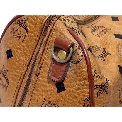 #1142 MCM Boston 32 Bag in Cognac Visetos