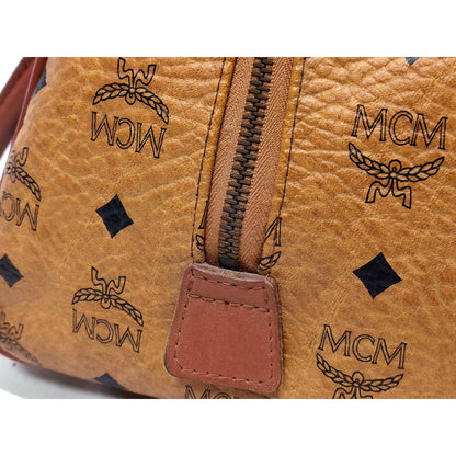 #1142 MCM Boston 32 Bag in Cognac Visetos