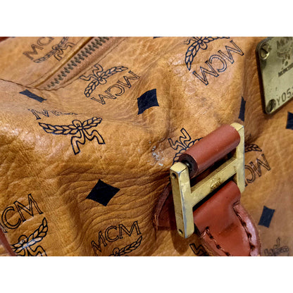 #1142 MCM Boston 32 Bag in Cognac Visetos