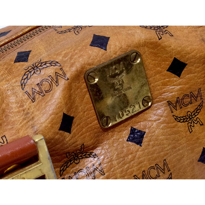 #1142 MCM Boston 32 Bag in Cognac Visetos