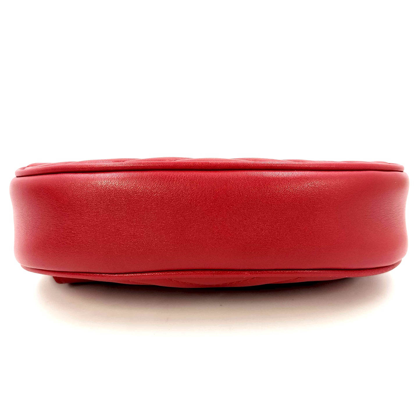 #1183 GUCCI GG Marmont Red Leather Matelassé Chevron Belt Bag