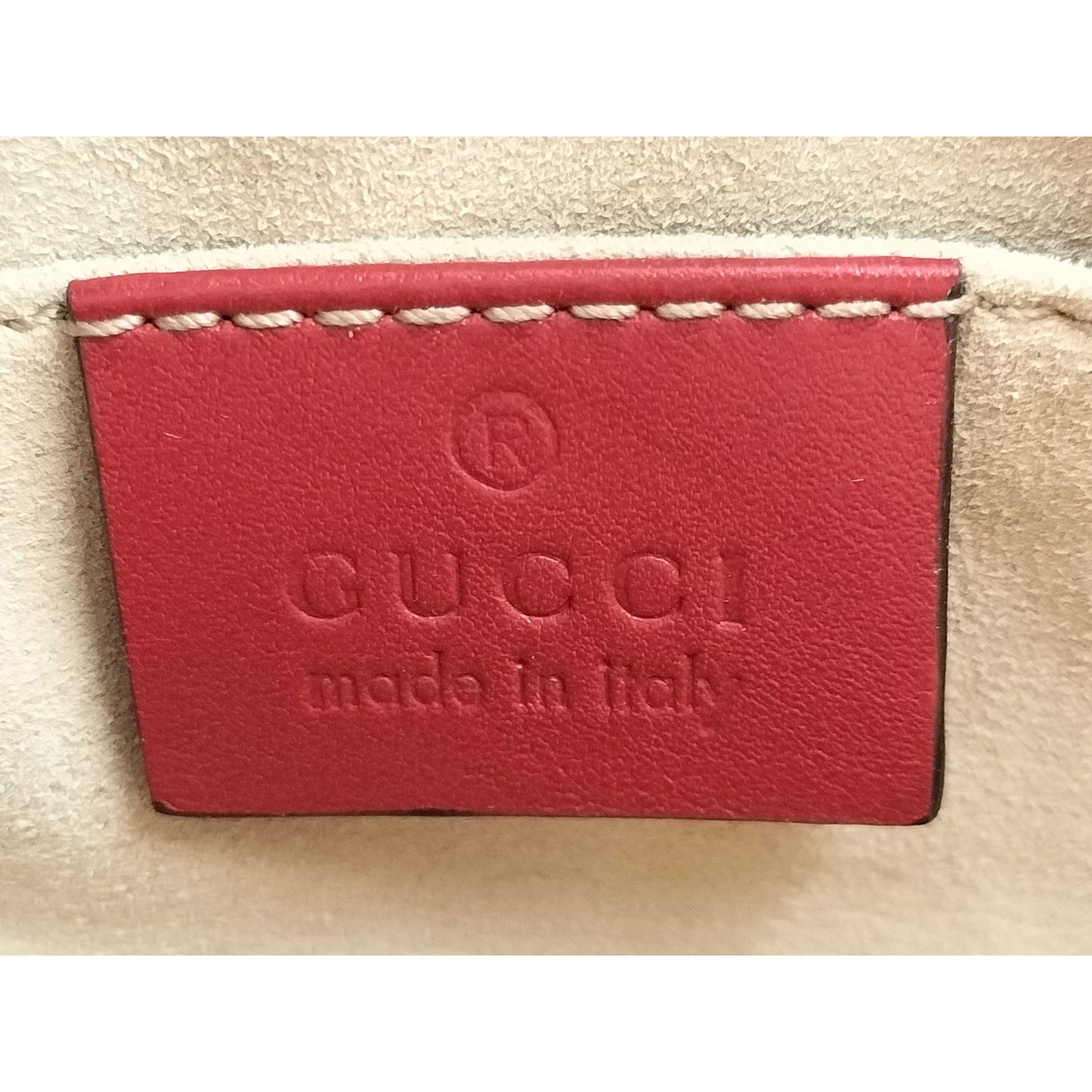#1183 GUCCI GG Marmont Red Leather Matelassé Chevron Belt Bag