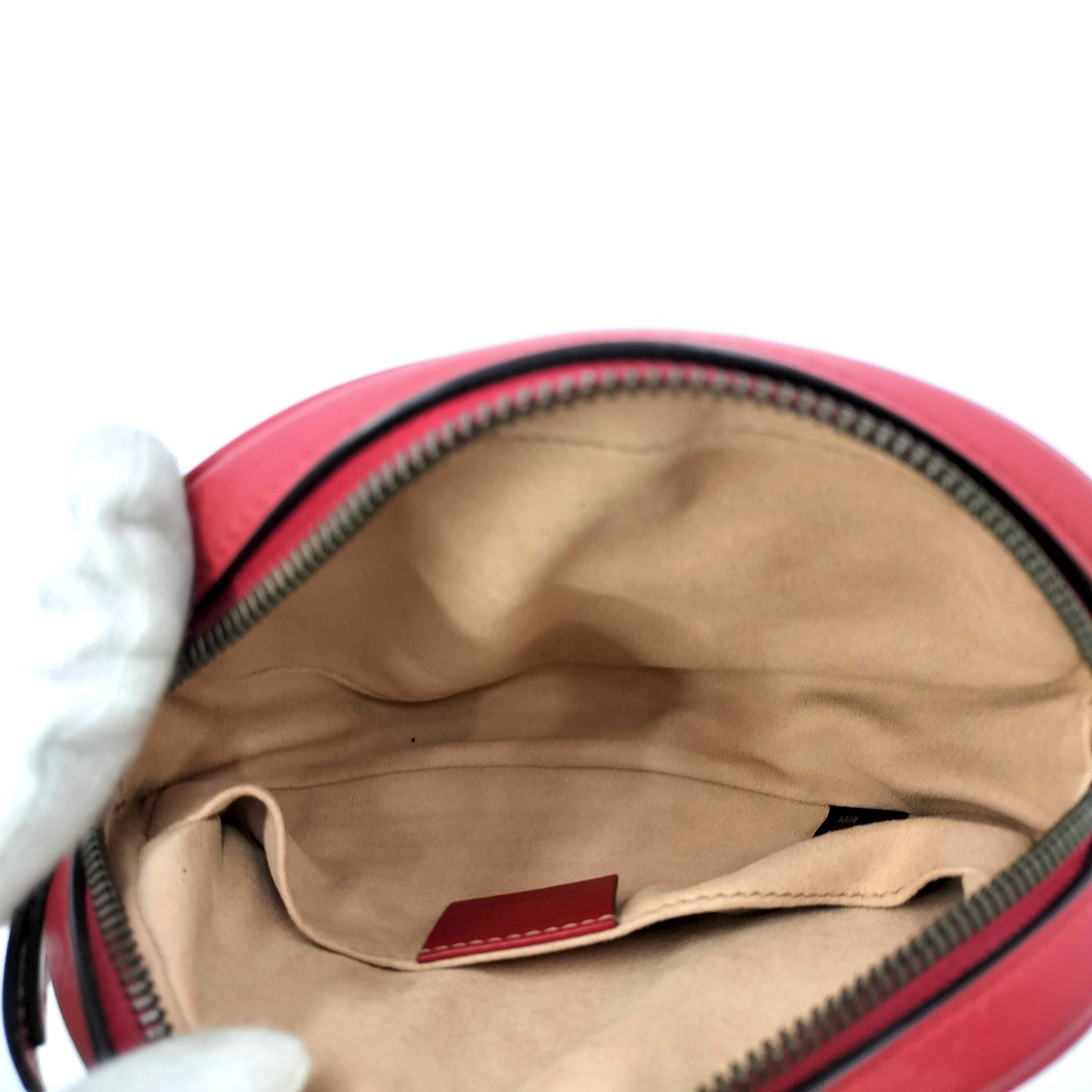 #1183 GUCCI GG Marmont Red Leather Matelassé Chevron Belt Bag