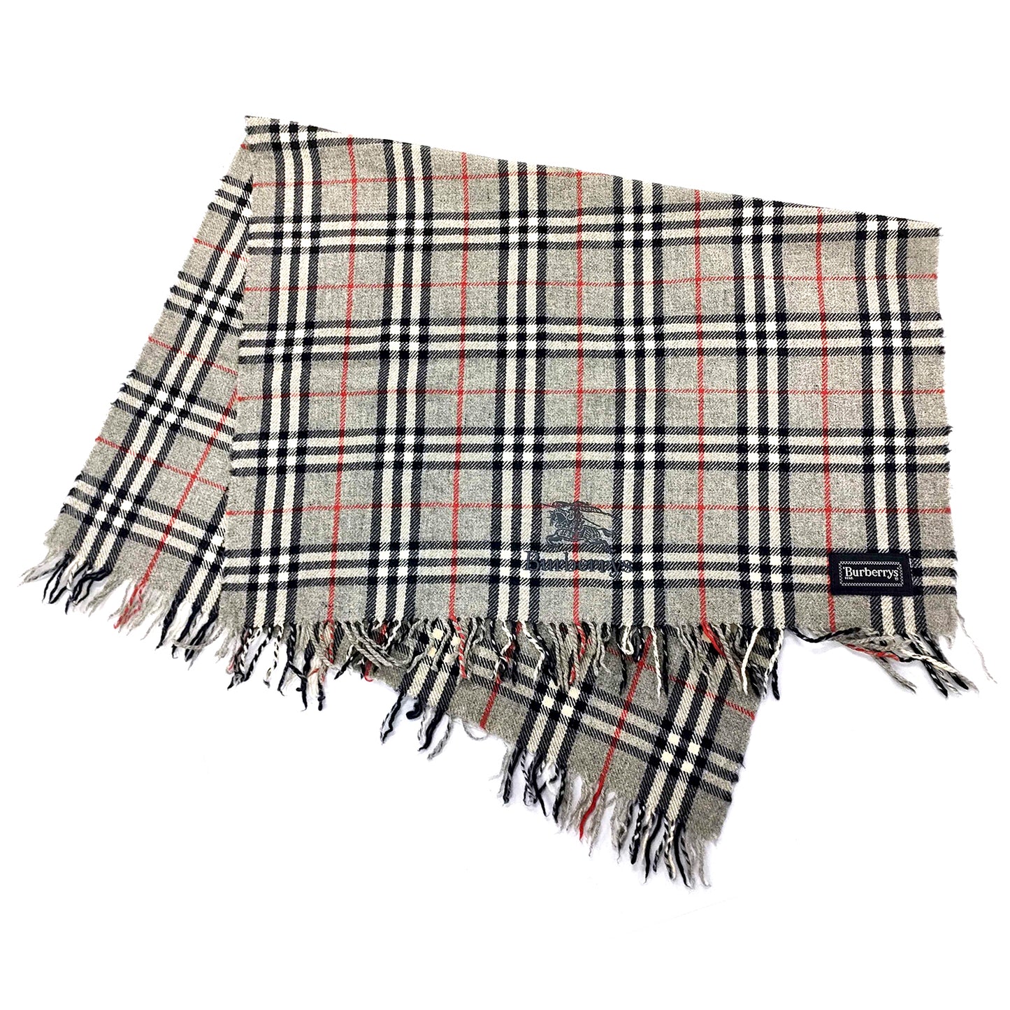 #1334 BURBERRY Vintage Gray Check 100% Wool Lap Blanket