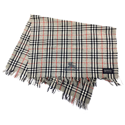 #1334 BURBERRY Vintage Gray Check 100% Wool Lap Blanket