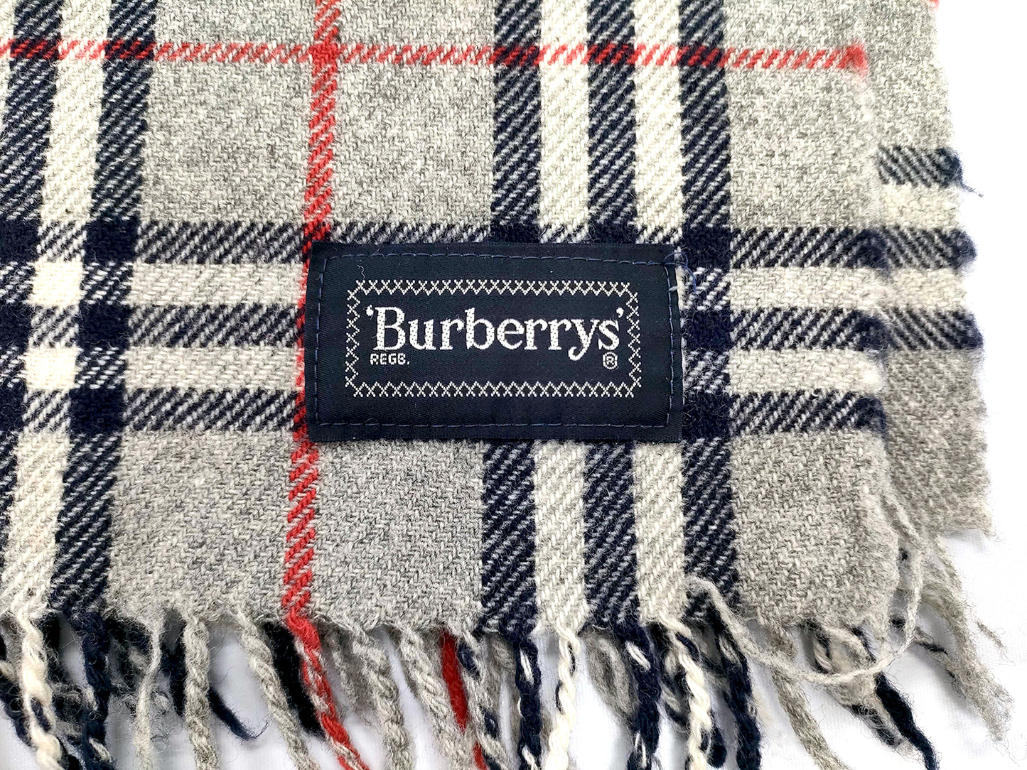 #1334 BURBERRY Vintage Gray Check 100% Wool Lap Blanket