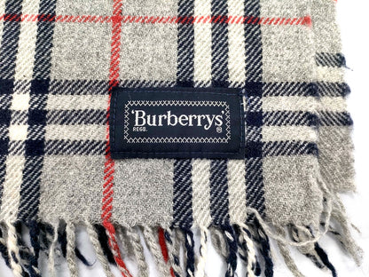 #1334 BURBERRY Vintage Gray Check 100% Wool Lap Blanket
