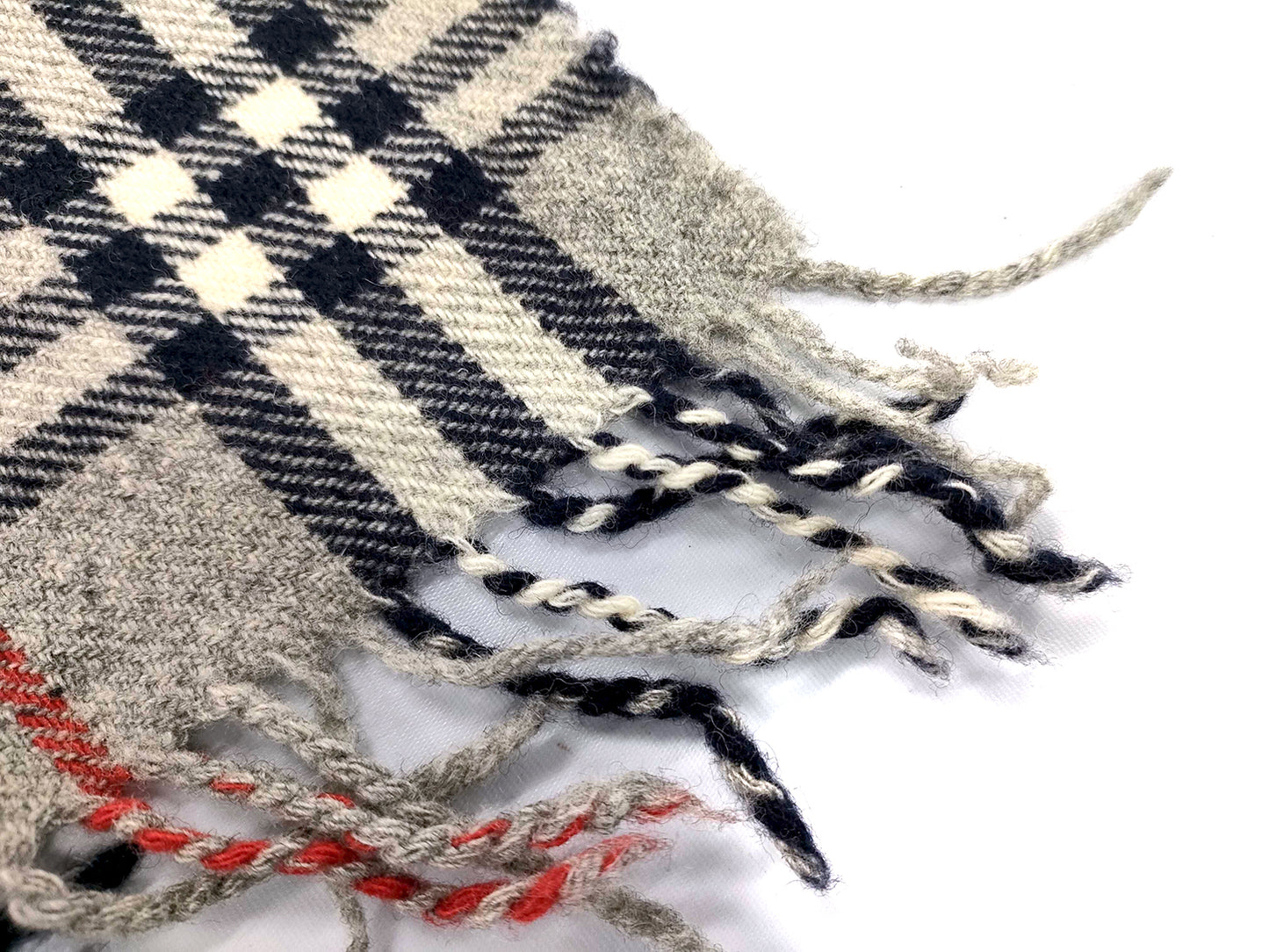 #1334 BURBERRY Vintage Gray Check 100% Wool Lap Blanket