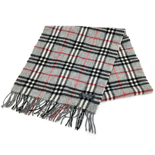 #1346 BURBERRY Vintage Gray Check 100% Lambswool Scarf