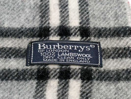 #1346 BURBERRY Vintage Gray Check 100% Lambswool Scarf