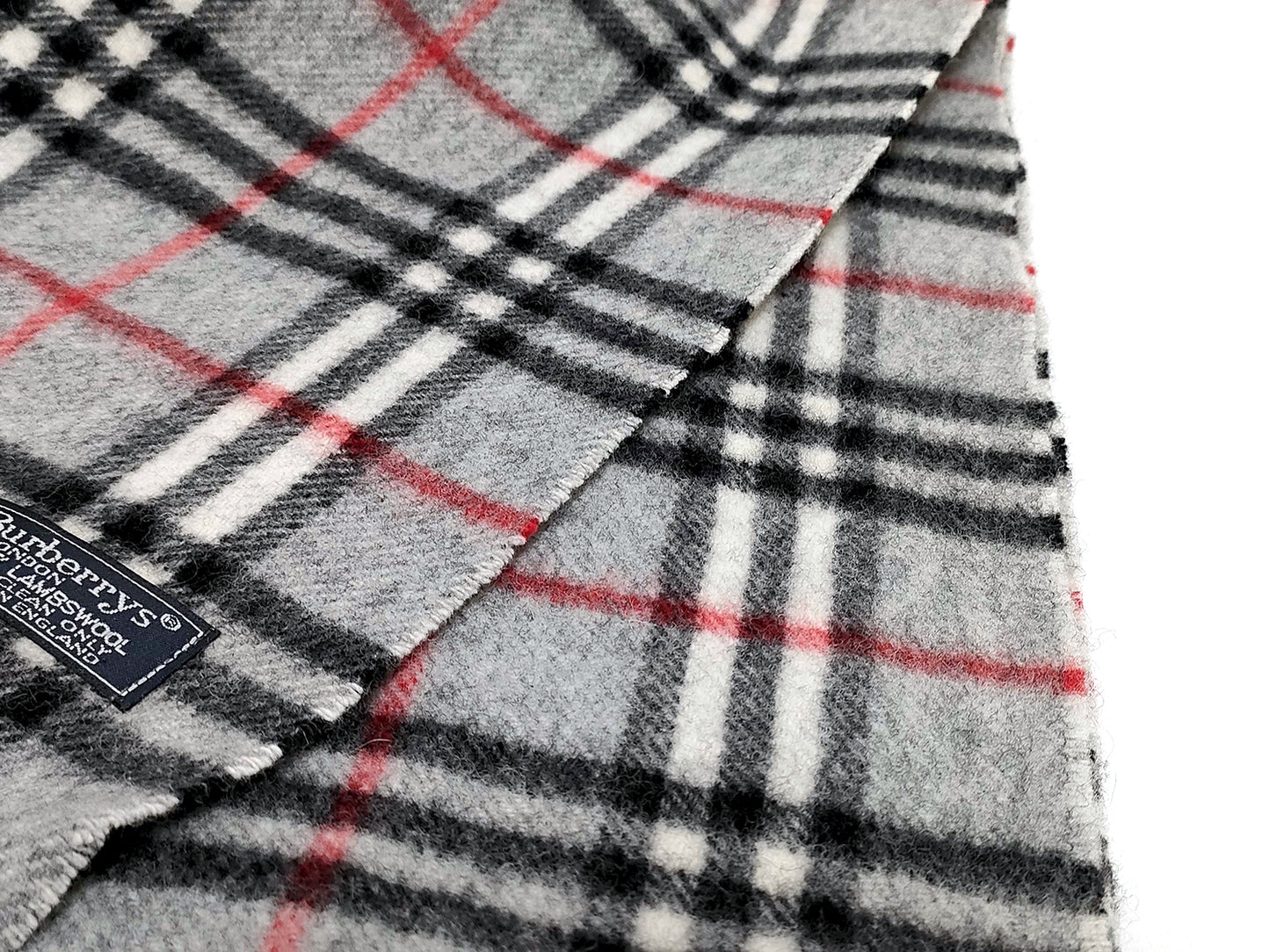 #1346 BURBERRY Vintage Gray Check 100% Lambswool Scarf