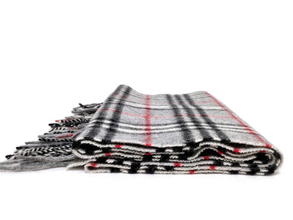 #1346 BURBERRY Vintage Gray Check 100% Lambswool Scarf
