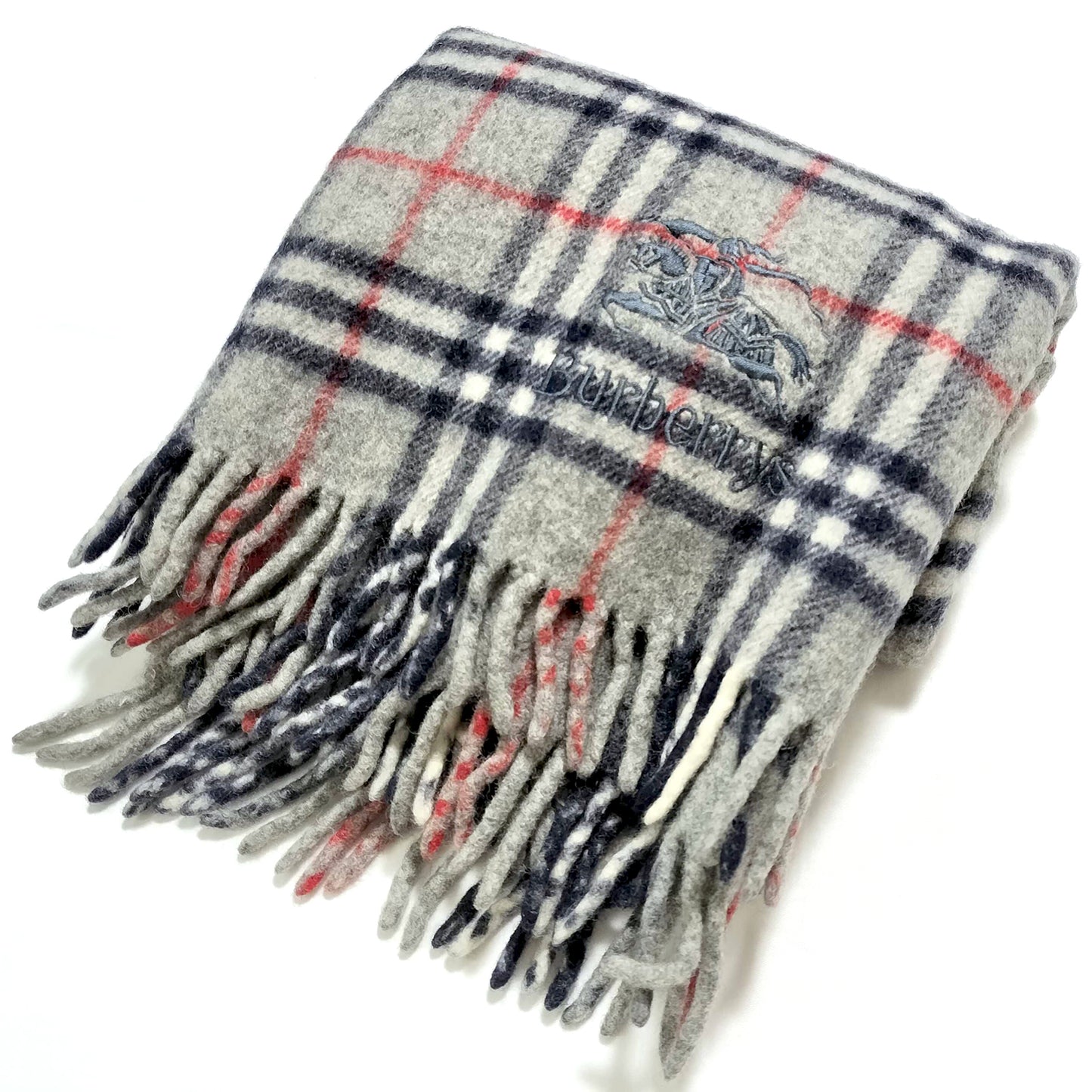 #1315 BURBERRY Vintage Gray Check 100% Wool Lap Blanket