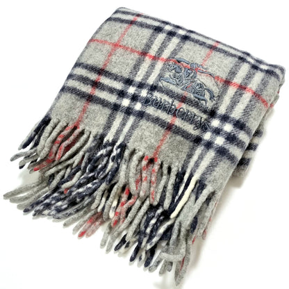 #1315 BURBERRY Vintage Gray Check 100% Wool Lap Blanket