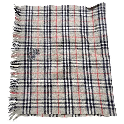 #1315 BURBERRY Vintage Gray Check 100% Wool Lap Blanket