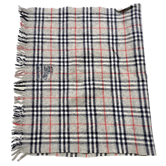 #1315 BURBERRY Vintage Gray Check 100% Wool Lap Blanket