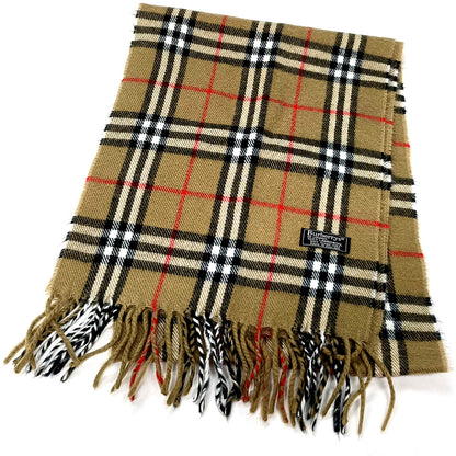 #1316 BURBERRY Vintage Beige Check 100% Lambswool Scarf