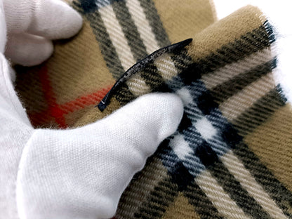 #1316 BURBERRY Vintage Beige Check 100% Lambswool Scarf