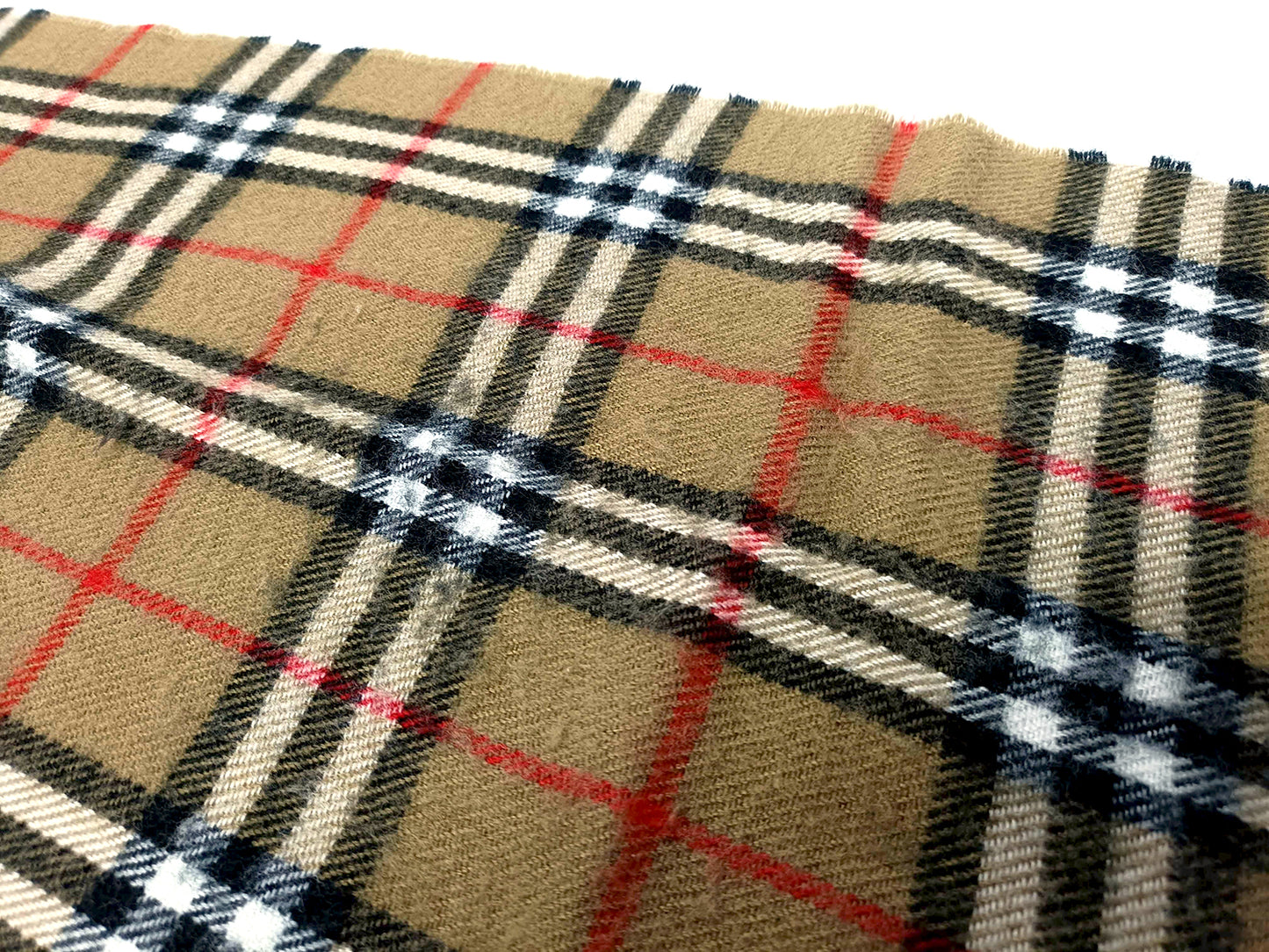 #1316 BURBERRY Vintage Beige Check 100% Lambswool Scarf