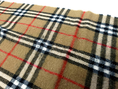 #1316 BURBERRY Vintage Beige Check 100% Lambswool Scarf
