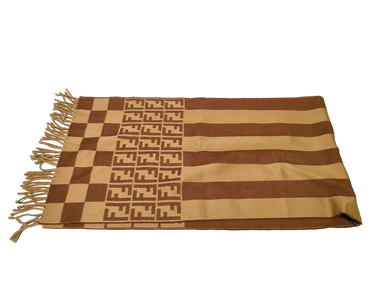 #1320 FENDI Zucca Pequin Stripe 100% Wool Scarf