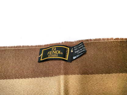 #1320 FENDI Zucca Pequin Stripe 100% Wool Scarf