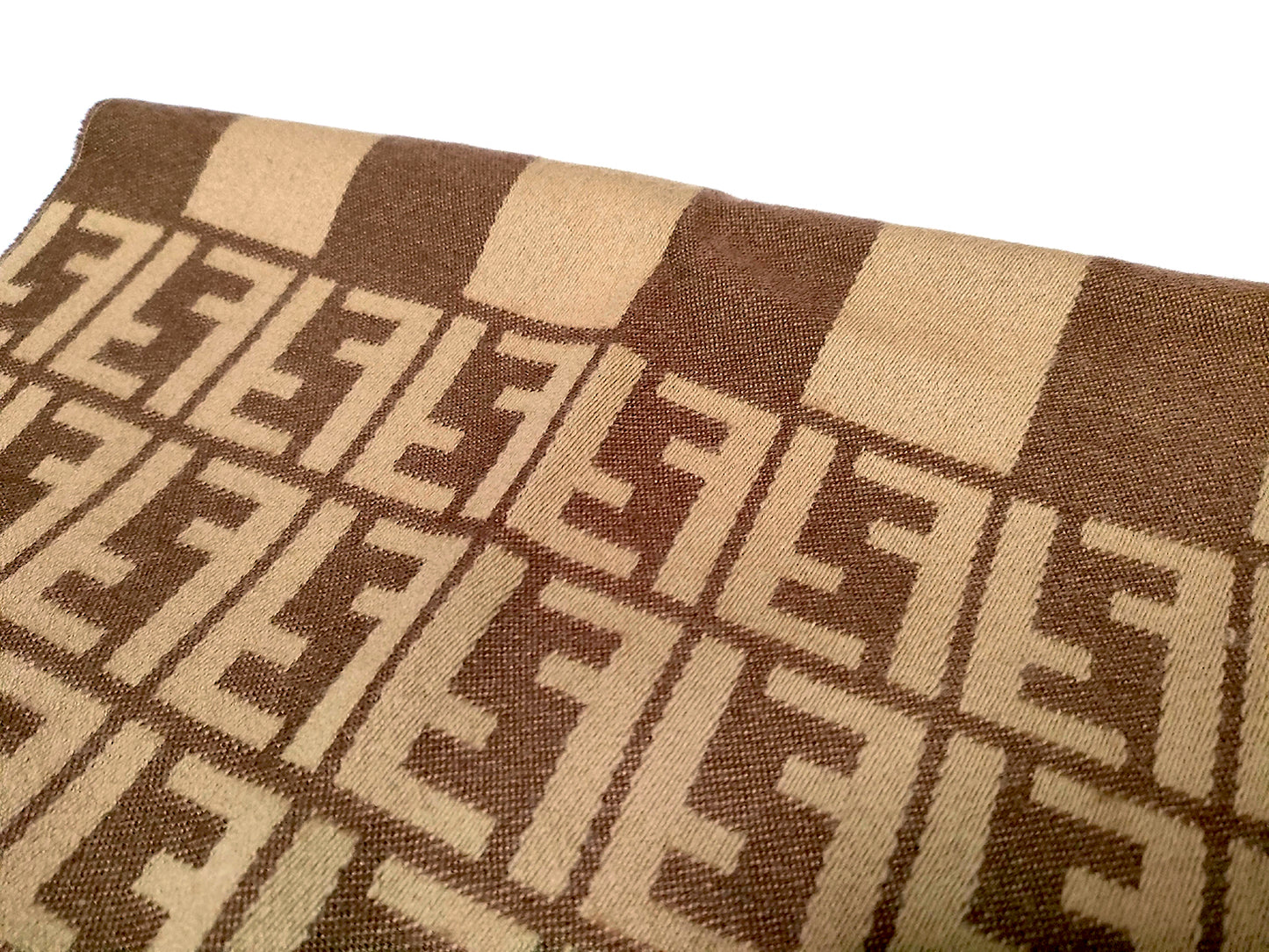 #1320 FENDI Zucca Pequin Stripe 100% Wool Scarf