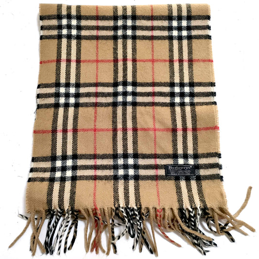 #1321 BURBERRY Vintage Archive Beige Check 100% Lambswool Scarf