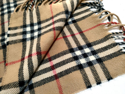 #1321 BURBERRY Vintage Archive Beige Check 100% Lambswool Scarf