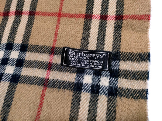 #1341 BURBERRY Vintage Archive Beige 100% Lambswool Scarf