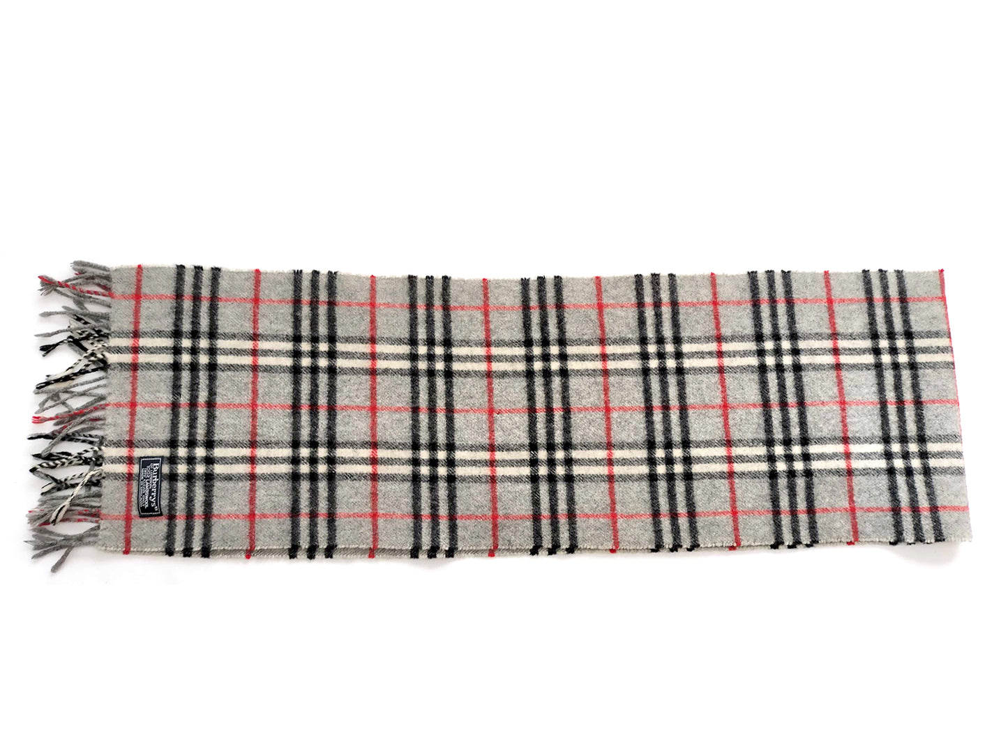 #1335 BURBERRY Vintage Gray Check 100% Lambswool Scarf
