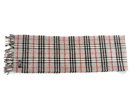 #1335 BURBERRY Vintage Gray Check 100% Lambswool Scarf