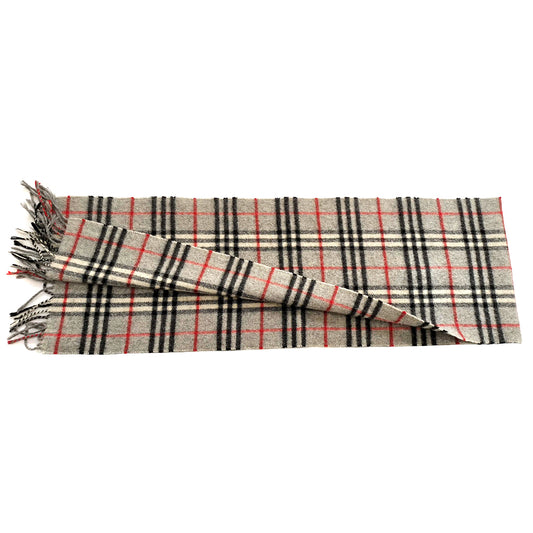#1335 BURBERRY Vintage Gray Check 100% Lambswool Scarf