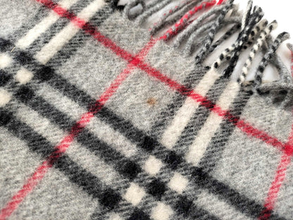 #1335 BURBERRY Vintage Gray Check 100% Lambswool Scarf