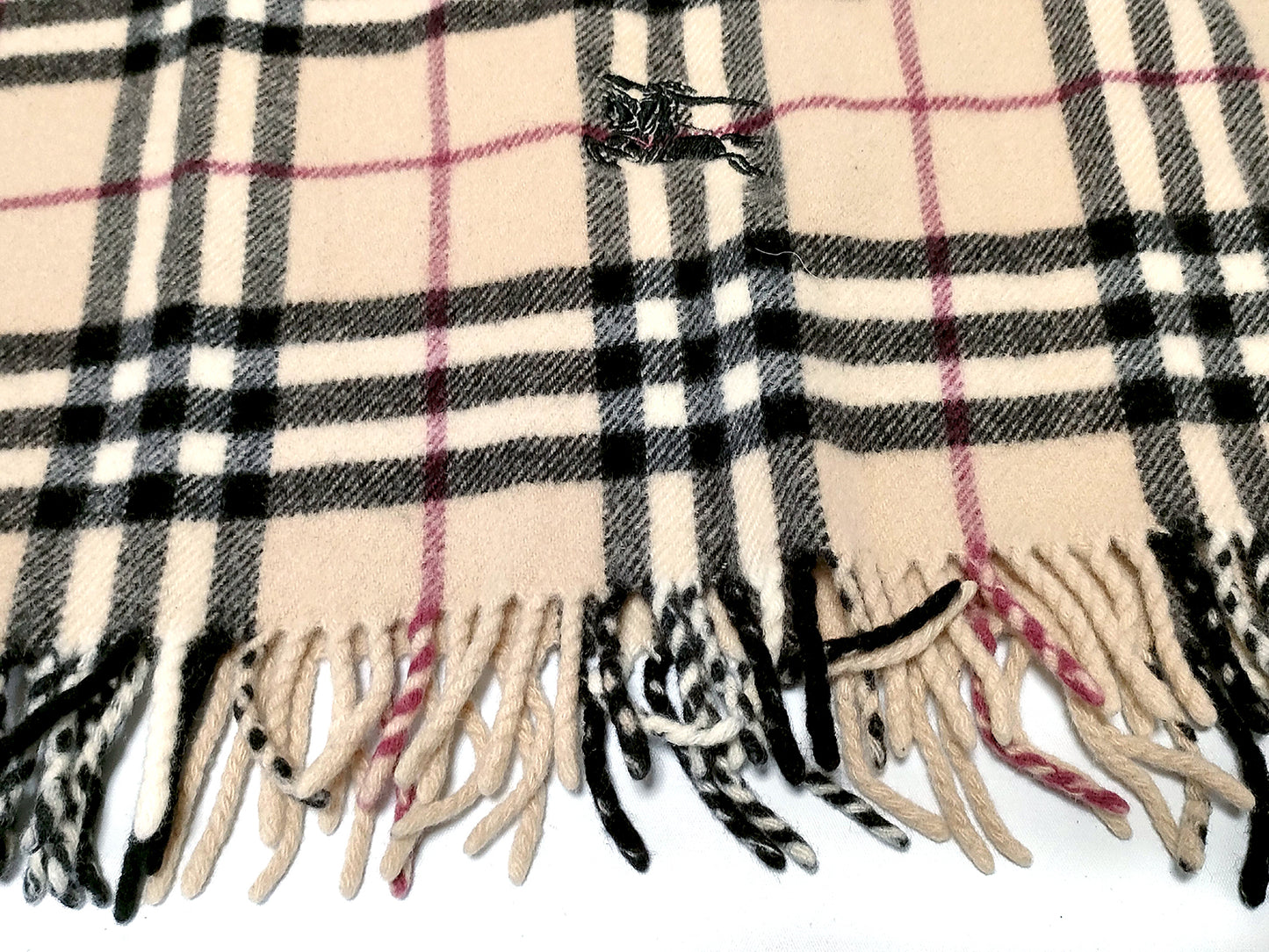 #1342 BURBERRY Archive Beige Check 100% Wool Scarf