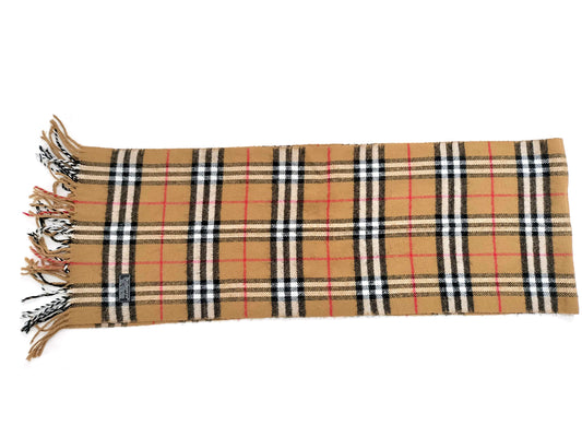 #1324 BURBERRY Vintage Archive Beige Check 100% Lambswool Scarf