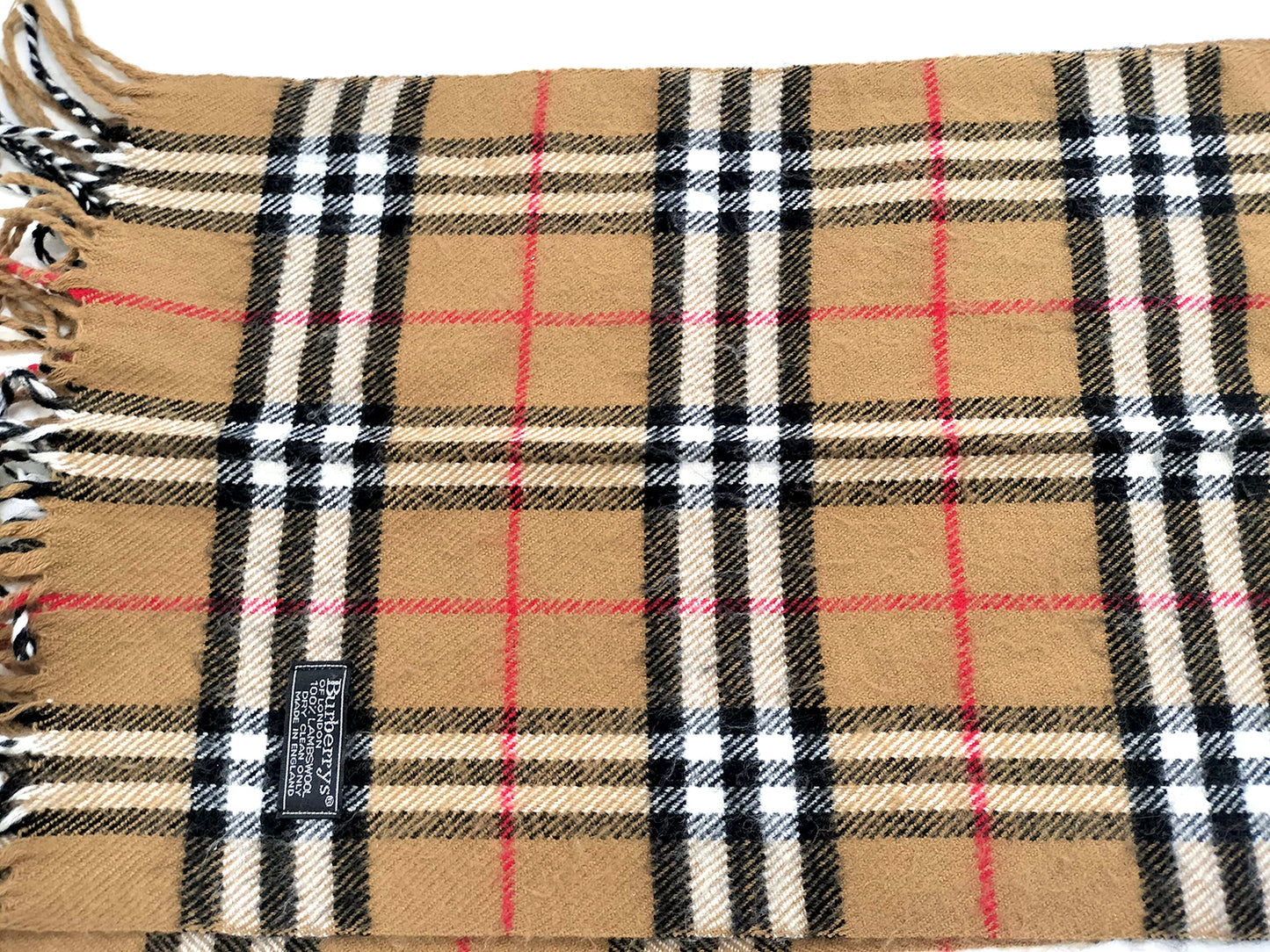 #1324 BURBERRY Vintage Archive Beige Check 100% Lambswool Scarf