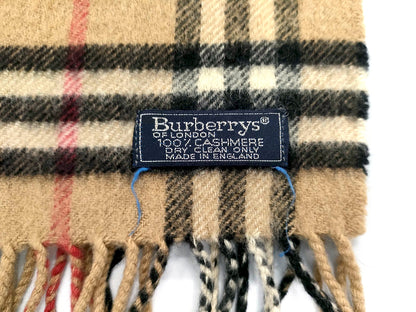 #1323 BURBERRY Vintage Archive Beige Check 100% Cashmere Scarf