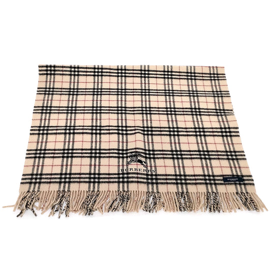 #1325 BURBERRY Light Beige Check 100% Wool Lap Blanket