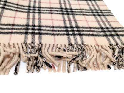 #1325 BURBERRY Light Beige Check 100% Wool Lap Blanket