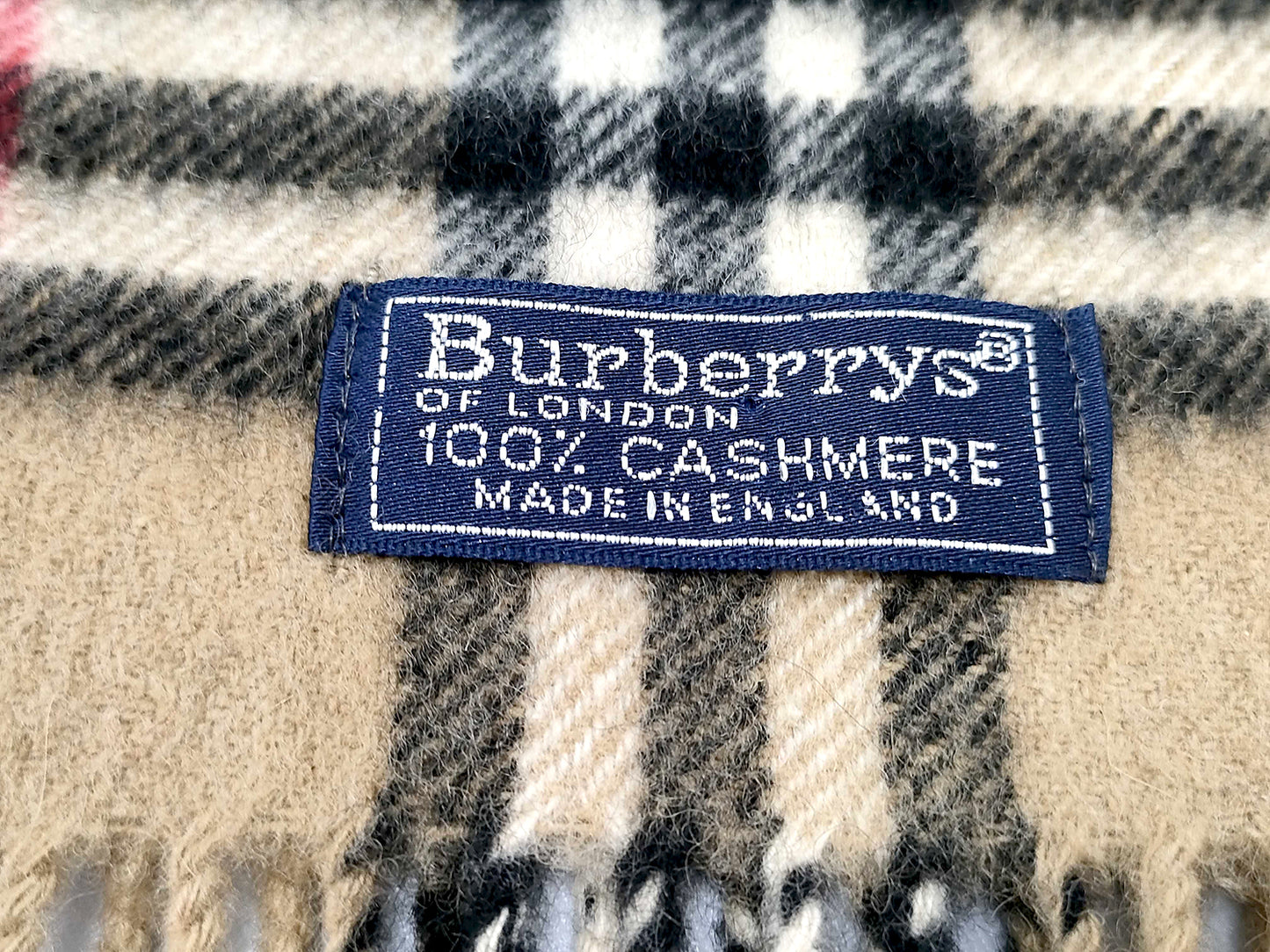 #1318 BURBERRY Vintage Archive Beige Check 100% Cashmere Scarf