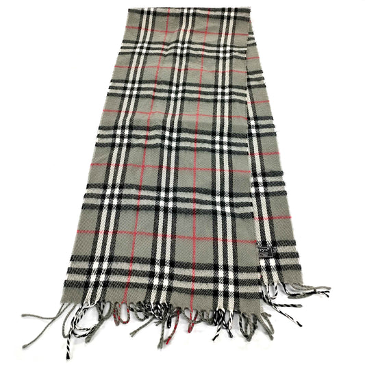 #1339 BURBERRY Vintage Gray Check 100% Lambswool Scarf