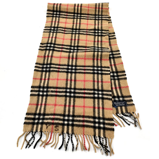 #1338 BURBERRY Vintage Archive Beige Check 100% Cashmere Scarf