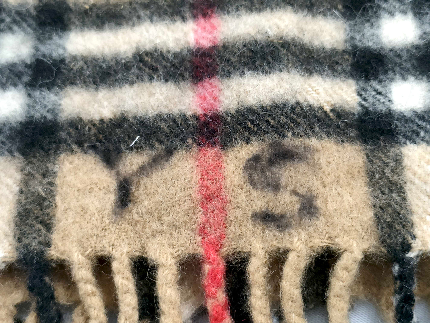 #1338 BURBERRY Vintage Archive Beige Check 100% Cashmere Scarf