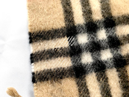 #1338 BURBERRY Vintage Archive Beige Check 100% Cashmere Scarf